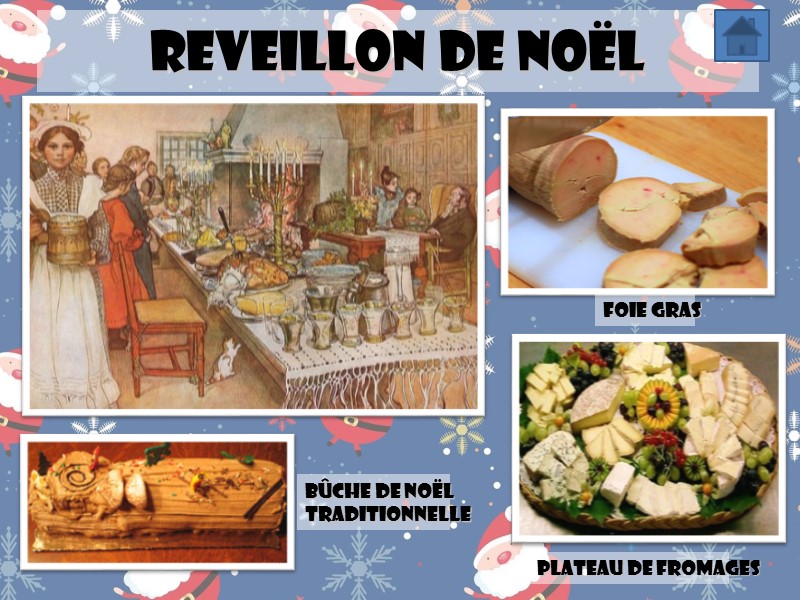 Reveillon de Noël Plateau de fromages Foie gras Bûche de Noël  traditionnelle